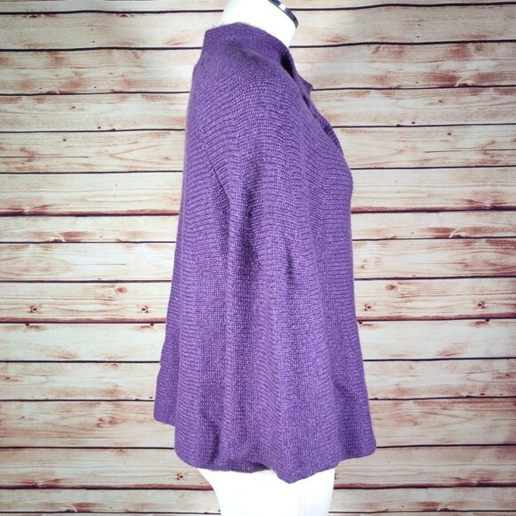 Purple Eileen Fisher Chunky Knit 100% Cashmere Cardigan/Topper - Picture 4 of 9
